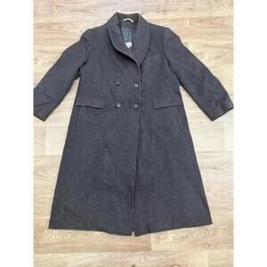 Vintage Pure New Wool Trench Coat Full Length  Charcoal  Sz 18 Made N Yugoslavia